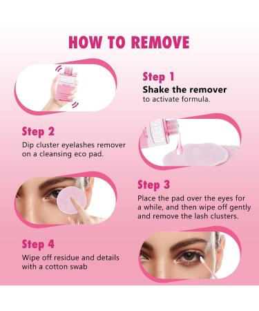 Lash Glue Remover for Lash Clusters - 150ML Adhesive Remover 3 Eco Cleansing Pads & Eyelash Brush - Gentle & Quick DIY Lash Extension Removal - Buy Online on GoSupps.com