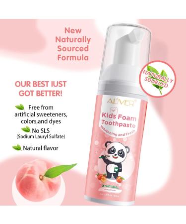 Foam Toothpaste for Kids - Low Fluoride Natural Formula Plaque Reduction Whitening for Ages 3+ | Peach Flavor - Buy Online on GoSupps.com