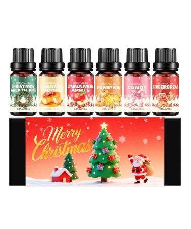 Christmas Scented Oil 6 Pieces Scents for Soap Making - Christmas Aromatherapy Oils For Holiday Home Body Massage Bedroom Meditation Spa and Yoga