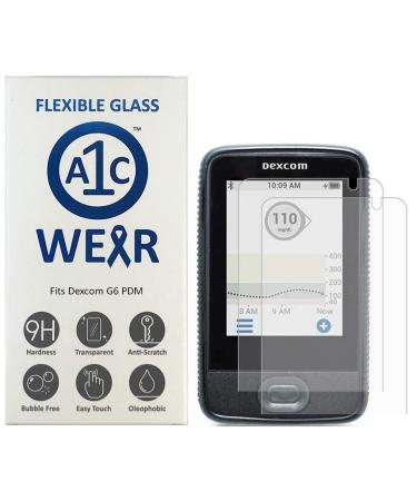 A1C WEAR - 9H Flexible Glass Screen Protector For Dexcom G6 Receiver PDM - Won't Crack or Chip - Anti-Scratch Anti-Fingerprint - 2 Pack