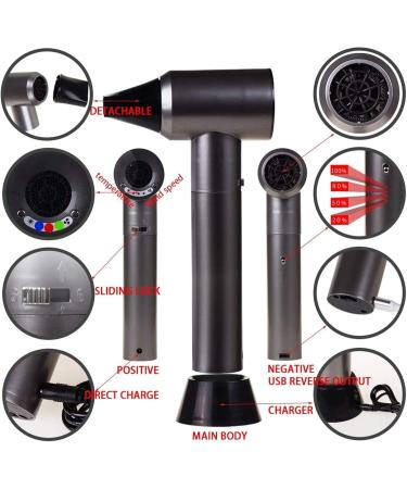 Cordless Hair Dryer Portable Blowing Hot & Cold Hair Dryer Wireless Hair Dryer USB can be Reversely Charged - Buy Online on GoSupps.com