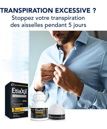ETIAXIL Deodorant Antiperspirant Men Excessive Sweating Treatment Armpits MEN Sensitive Skin 5-day effectiveness 3x15 ml - Buy Online on GoSupps.com