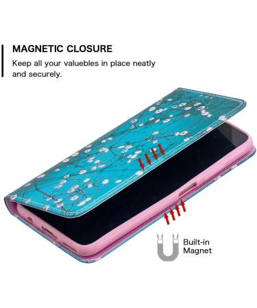 Miagon Wallet Folio Flip PU Leather Case for iPhone 12 Pro Max Creative Painted Design Full-Body Protective Cover Card Holder Kickstand Magnetic Blue Flower iPhone 12 Pro Max Blue Flower - Buy Online on GoSupps.com