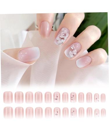 False Nails 24 PCS Press On Nails Short Floral Gradient Short Fake Nails Full Cover Short Nails Glue On Reusable Fake Press On Nails Decorative Short Press On Nails Square for Women Girls - Buy Online on GoSupps.com