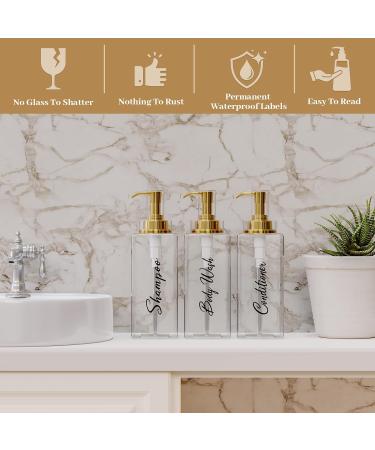 Akalin Shampoo and Conditioner Dispenser 16oz Set of 3 Refillable Shampoo and Conditioner Bottles with Pump 3 Clear Body Wash Dispenser for Shower Gold Soap Dispenser Bathroom (Clear) 3pcs 500ml Gold Pump Bottles - Clear - Buy Online on GoSupps.com
