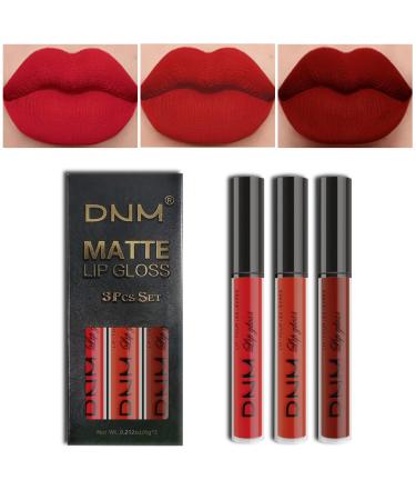 AMY'S DIARY 3Pcs Dark Bright Red Matte 24-hour Liquid Lipstick Sets Smudge Proof Matte Dark Red Lipstick Lip Stain Gloss Long Lasting Waterproof labiales matte larga duracion for Women 05 - Buy Online on GoSupps.com