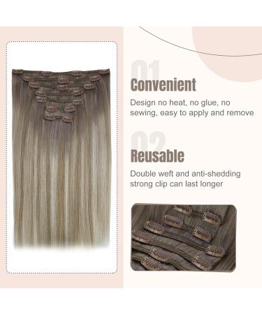 FSHINE Clip-In Hair Extensions 45cm 18 | 120g Real Hair | Walnut Brown to Ash Brown & Bleach Blonde #19/8/60 - Buy Online on GoSupps.com