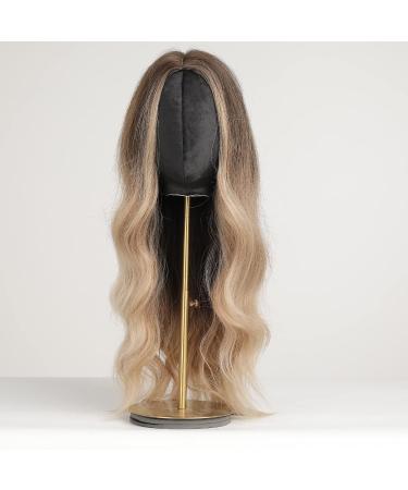 HAIRCUBE Ombre Long Hair Wigs for Women - Brown to Blonde Synthetic Curly Middle Parting - Buy Online on GoSupps.com