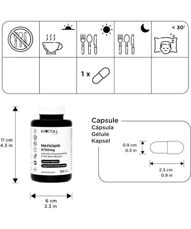 Hericium Erinaceus 9750 mg. 120 vegan capsules for 4 months. Lion Mane extract with 50% Polysaccharides and 10% Beta Glucans. Lions Mane for the digestive and immune system - Buy Online on GoSupps.com