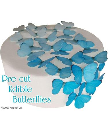 Pre-Cut Blue Butterflies | Edible Rice Wafers for Cakes Cupcakes & Celebrations | Wedding Birthday & Baby Shower Decorations - Buy Online on GoSupps.com