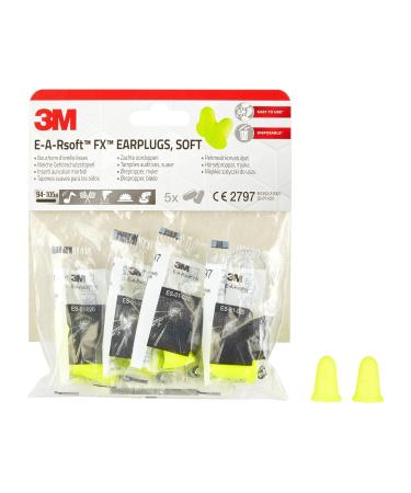 3M E-A-Rsoft FX Yellow Earplugs - Soft Hearing Protection (SNR 39dB) for Noise Levels 94-105 dB | 1 Pack (5 Pairs) - Fast International Shipping - Buy Online on GoSupps.com