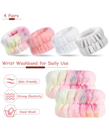 4 Pair Spa Wrench Microfiber Facial Wash Bracelets - Absorbent Wrist Welding Tape for Women | Prevent Liquid Spills | Enchanting Colors & Classic Style - Buy Online on GoSupps.com