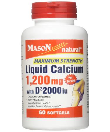 Mason Natural Calcium 1 200 mg with Vitamin D3 50 mcg (2 000 IU) - Immune Support & Bone Health* Gluten Free 60 Softgels