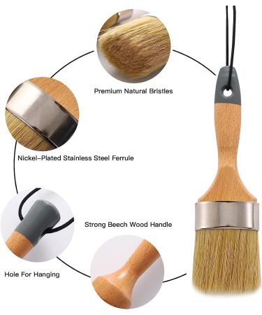 Mister Rui Chalk Wax Paint Brush Set - 3 Pcs Large Brushes for Chalk & Furniture Paint - Natural Bristles - Ideal for Acrylic/Milk Paint - Includes 1 Small Round & 2 Large Oval Brushes - Buy Online on GoSupps.com