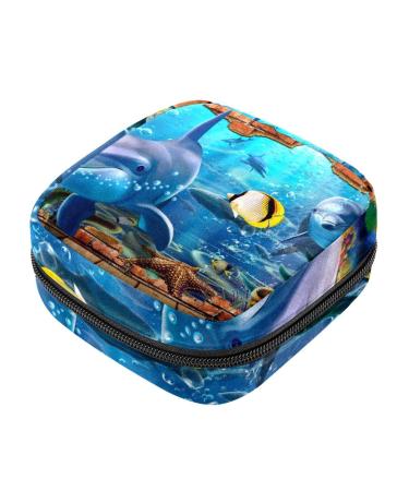 3D Delphin Fish Through Wall Sanitary napkin storage bag menstruation pad bag pocket portable menstrual cup pocket with zipper for teenage girls women women women