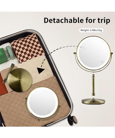 Nicesail Rechargeable Makeup Mirror with 7X Magnification | 3 Color Lighting | Adjustable Brightness | 360 Rotation | Double Sided | Antique Bronze - 8 Inch - Buy Online on GoSupps.com