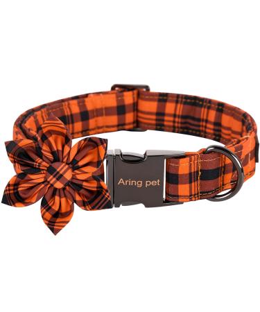 Aring Pet dog collar Halloween dog collar with flower adorable boy and girls autumn-oris-colored grilles dog collars gifts with metal buckle s orange-colored grilles