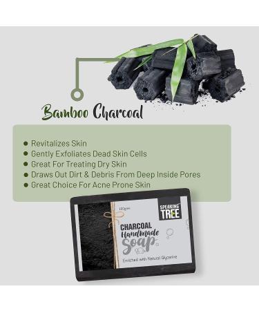 Speaking Tree Bamboo Charcoal Handmade Soap - Natural Deodorizing & Cleansing - Pack of 3 - Buy Online on GoSupps.com