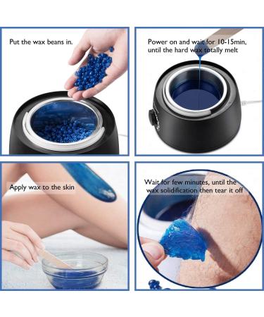 Yaoju Wax Hair Removal Set | Electric Waxing Kit with 400g Wax Beads & 30 Spatulas - Pain-Free Hair Removal (A-Black) - Buy Online on GoSupps.com