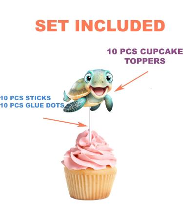10 PCS Party Sea Turtles Cupcake Toppers - Add a Splash of Ocean Magic to Your Treats! Sea Turtles 1 - Buy Online on GoSupps.com