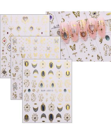 JMEOWIO 9 Sheets Heart Moon Star Sun Nail Art Stickers Decals Self-Adhesive Colorful Gold Nail Supplies Nail Art Design Decoration Accessories - Buy Online on GoSupps.com