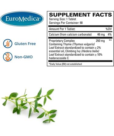 Euromedica Respiratory Relief - 90 Tablets - Promotes Lung Health for Adults & Children - Non-GMO Formula - 90 Servings - Buy Online on GoSupps.com