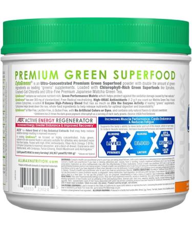 ALLMAX Naturals- CYTOGREENS Orange Vanilla - 315g - Supports Performance Recovery & Energy - with Spirulina Chlorella Spinach Barley Grass & Green Tea - 30 Servings - Buy Online on GoSupps.com