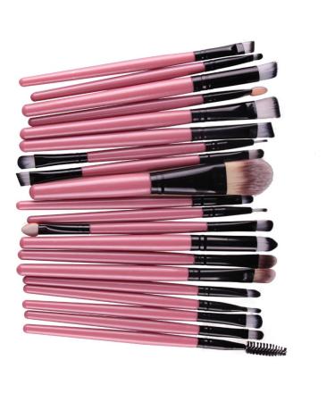 KOLIGHT 20-Piece Pro Makeup Brush Set - Powder Foundation, Eyeshadow, Eyeliner, Lip Brushes (Black+Pink) - Buy Online on GoSupps.com