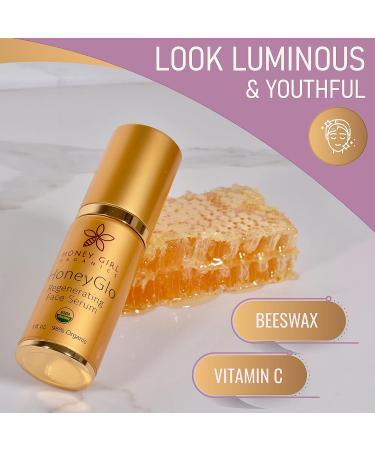 Organic HoneyGlo Regenerating Face Serum | USDA Certified | Enriched with Vitamin C, Olive Oil | 1 oz - Buy Online on GoSupps.com