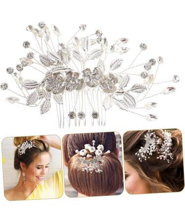 DOITOOL Bridal Hair Comb Hair Comb Pearl Hair Accessories for Women Flower Decor Hair Decorations Hair Accessories for Women Wedding Rhinestone Decor Wedding Decor Hair up Bride Fine Alloy - Buy Online on GoSupps.com