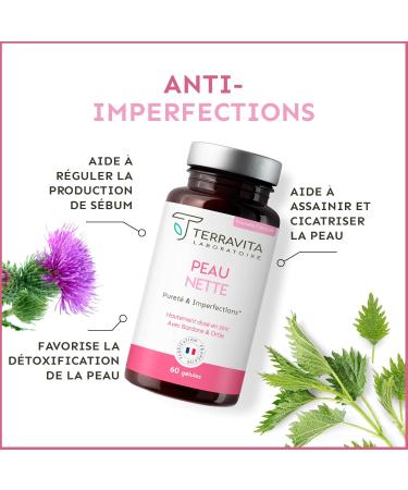 Neat Skin | Zinc Bisglycinate 10mg + Burdock + Biotin + Propolis | Detox Action Anti Acne & Blackhead | Regulates Sebum Production | Immune System | 60 Capsules Made in France | Terravita - Buy Online on GoSupps.com