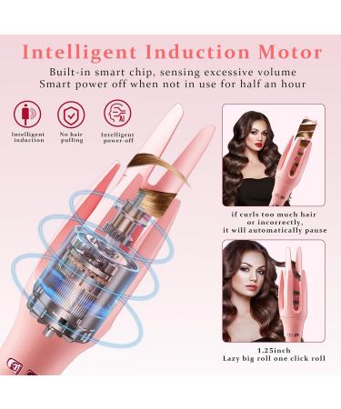 Automatic Hair Curler - Dual Voltage Curling Iron with 4 Temperatures Fast Heating & Auto Shut-Off - Professional Styling in Pink - Buy Online on GoSupps.com