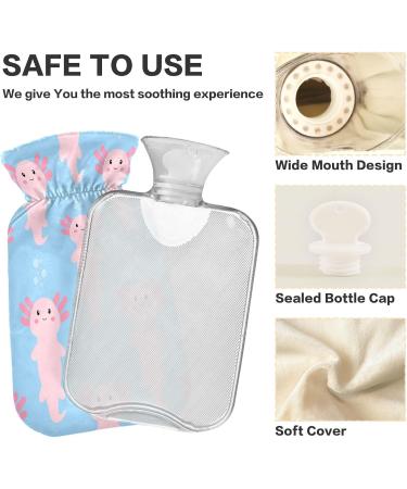 Cute Cartoon Axolotl Heat Bottle 1L - Pink Plush Hot Water Bottle & Hand Warmer for Kids & Adults | Soft & Cozy Winter Essential - Buy Online on GoSupps.com