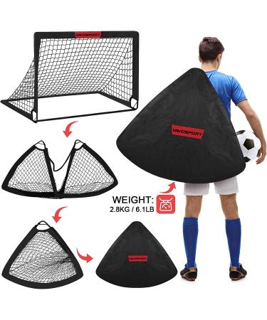 Kids Soccer Goals Set - 2 Portable 4' x 3' Goals with Soccer Ball, for Backyard Training & Youth Games | Outdoor Pop Up Toddler Soccer Net in Black - Buy Online on GoSupps.com