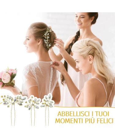 3 Pieces Wedding Hair Pins with Gold Crystals Bridal Hair Clips Rhinestone Crystal Hair Pins for Bride Hair Accessories for Women and Girls - Buy Online on GoSupps.com