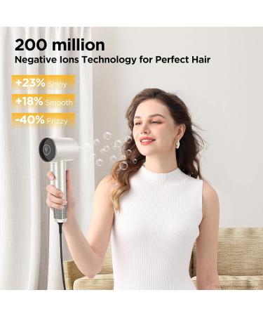 PARWIN PRO BEAUTY Air-Sonic Hair Dryer with Diffuser & Auto-Wrap Curlers - High Speed Ionic Blow Dryer with HD-LED Display | Champagne Silver Professional - Buy Online on GoSupps.com