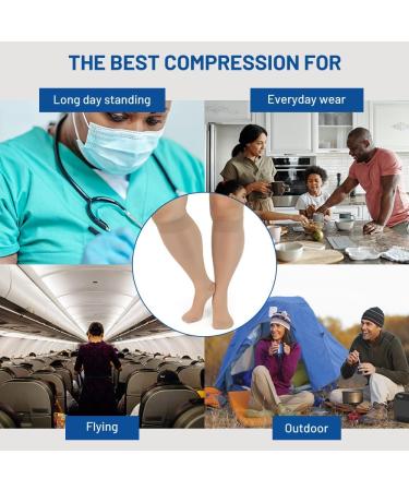 Plus Size Sheer Compression Socks (2XL-3XL) 20-30 mmHg Knee High Stockings for Circulation Varicose Veins Swelling & Edema Extra Wide Calf Beige - Buy Online on GoSupps.com