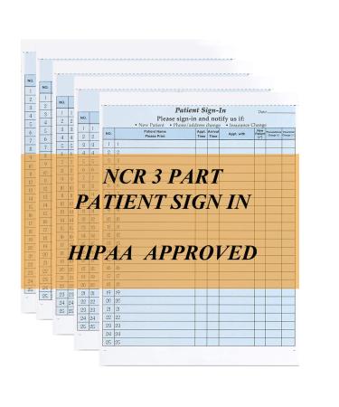 NCR Carbonless 3 Part Patient Sign in Sheets HIPAA Approved and Compliant for Confidentiality in All Medical Offices