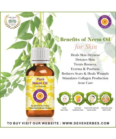 Deve Herbes Pure Neem Oil (Azadirachta Indica) Cold Pressed (Pack of Three) 100ml X 3 (10 oz) - Buy Online on GoSupps.com