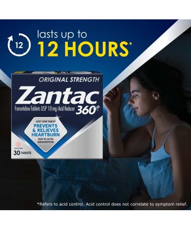 Zantac 360 Original Strength Tablets - 30 Count - Heartburn Prevention & Relief - 10mg - Buy Online on GoSupps.com