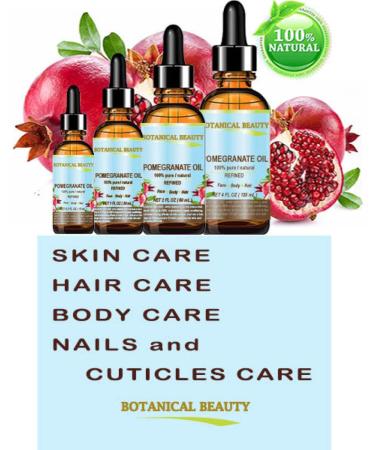 Botanical Beauty POMEGRANATE OIL 100% Pure Natural Refined Cold-pressed Carrier oil 4 Fl oz 120 ml for Face Skin Body Hair Lip Nails. Rich in vitamin C - Buy Online on GoSupps.com
