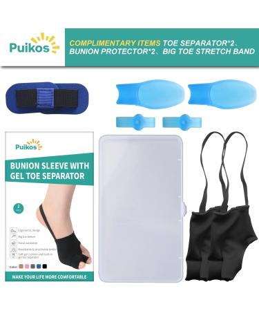 Puikos Hallux Valgus Toe Separator Set | Bunion Corrector Socks & Big Toe Strap | 2 Toe Spreader for Men & Women - Small Black - Buy Online on GoSupps.com
