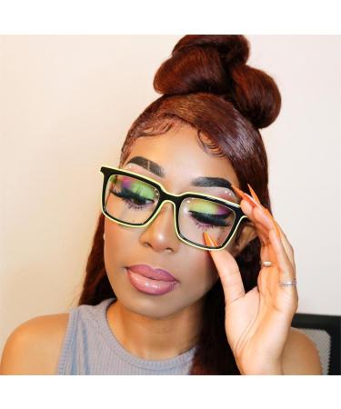 Tr90 Square Frame Blue Light Blocking Glasses for Men & Women | Anti UV Ray Computer Reading Glasses - Black-Red 56mm - Buy Online on GoSupps.com