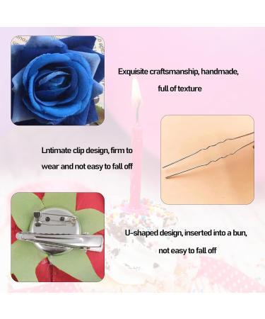 PMELCXD Rose Hair Clip 4 Pieces Flower Hairpin Rose Brooch Floral Clips Women Rose Flower Hair Accessories(Navy blue) - Buy Online on GoSupps.com