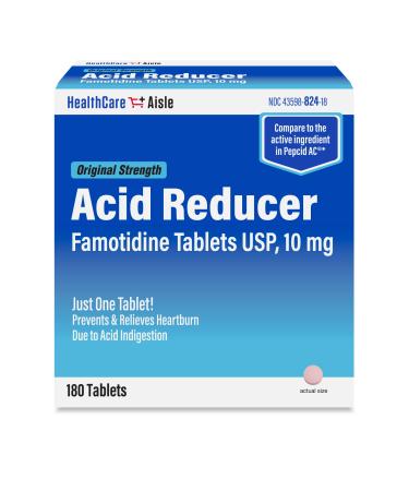 HealthCareAisle Famotidine 10 mg 180 Tablets Original Strength Acid Reducer Prevents and Relieves Heartburn Due to Acid Indigestion Original Strength 180 Count (Pack of 1)