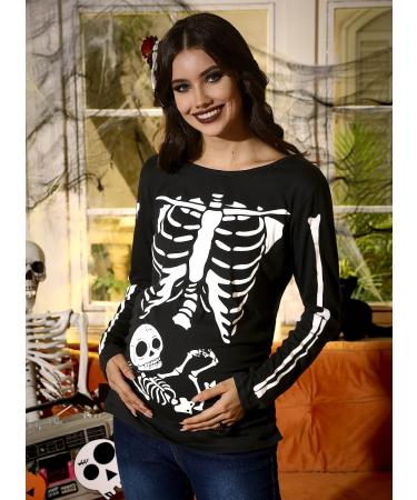 G and PL Halloween Women's Maternity Top Long Sleeve Funny Costume - Black Skeleton (S-XXL) - Buy Online on GoSupps.com