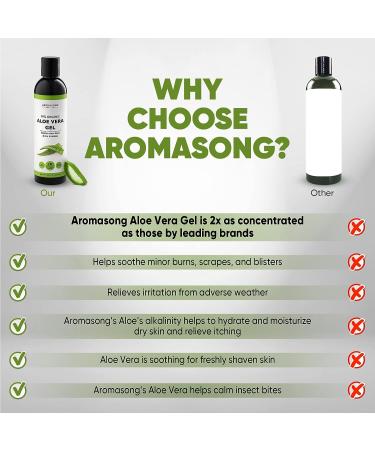 Organic Aloe Vera Gel for Face, Skin, Hair, Sunburn Relief - Extra Strength Concentrated Formula by Aromasong - Buy Online on GoSupps.com