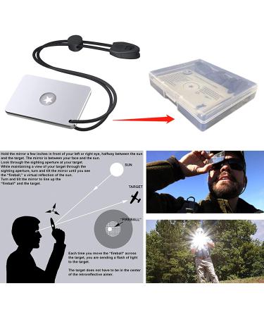 Military Grade 2 X 3 inch Signal Mirror - Survival & Outdoor Emergency Tool with Whistle Compass - Buy Online on GoSupps.com
