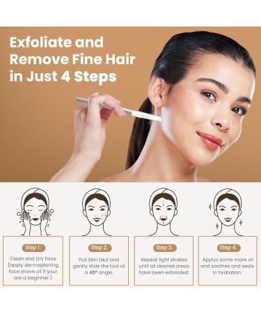 Premium Dermaplaning Tool for Face - 20 Blade Refills | Exfoliate Smooth Skin & Remove Peach Fuzz | Ideal Facial Shaver for Women - Buy Online on GoSupps.com