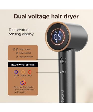 Plavogue Dual Voltage Hair Dryer - 200 Million Ionic 1500W Travel Blow Dryer with Fast Drying 4 Temps & 3 Speeds - Buy Online on GoSupps.com